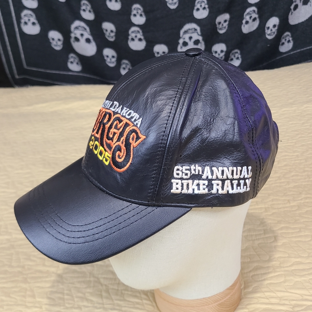 Vintage Sturgis North Dakota 2005 motorcycle bike rally leather strapback hat - Picture 3 of 8